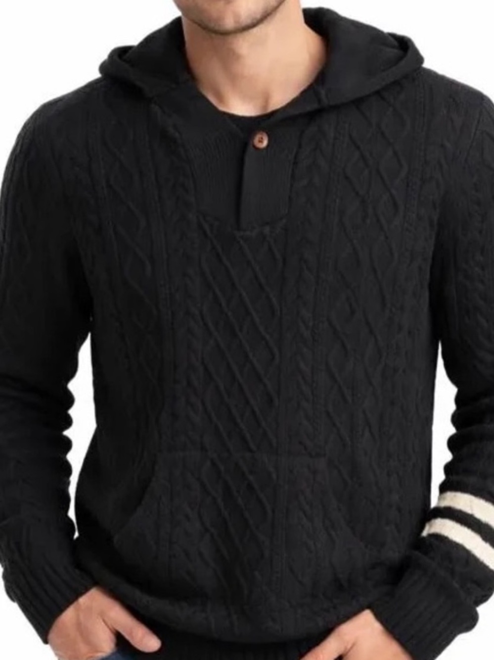 Birdwell Beach Britches Merino Wool Cable Knit Baja Hoodie Sweater XL